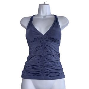 Athleta Blue Ruched Racerback Tankini Swim Top Size Small Swimwear